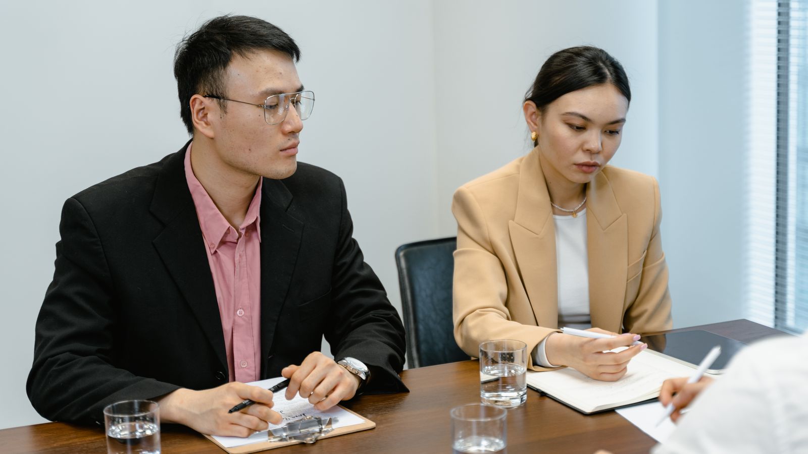 A team sharing ideas during an office meeting.