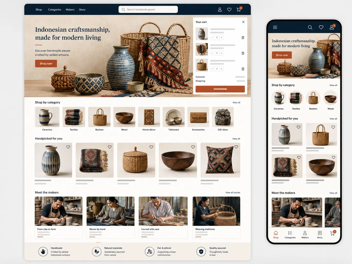Tampilan website Rumah Craft