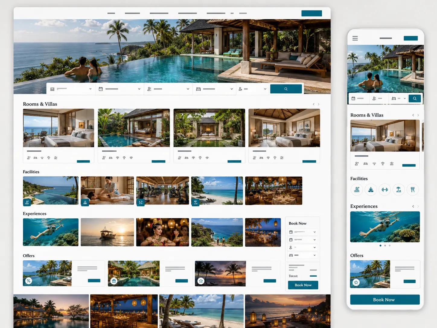 Tampilan website Samudra Resort